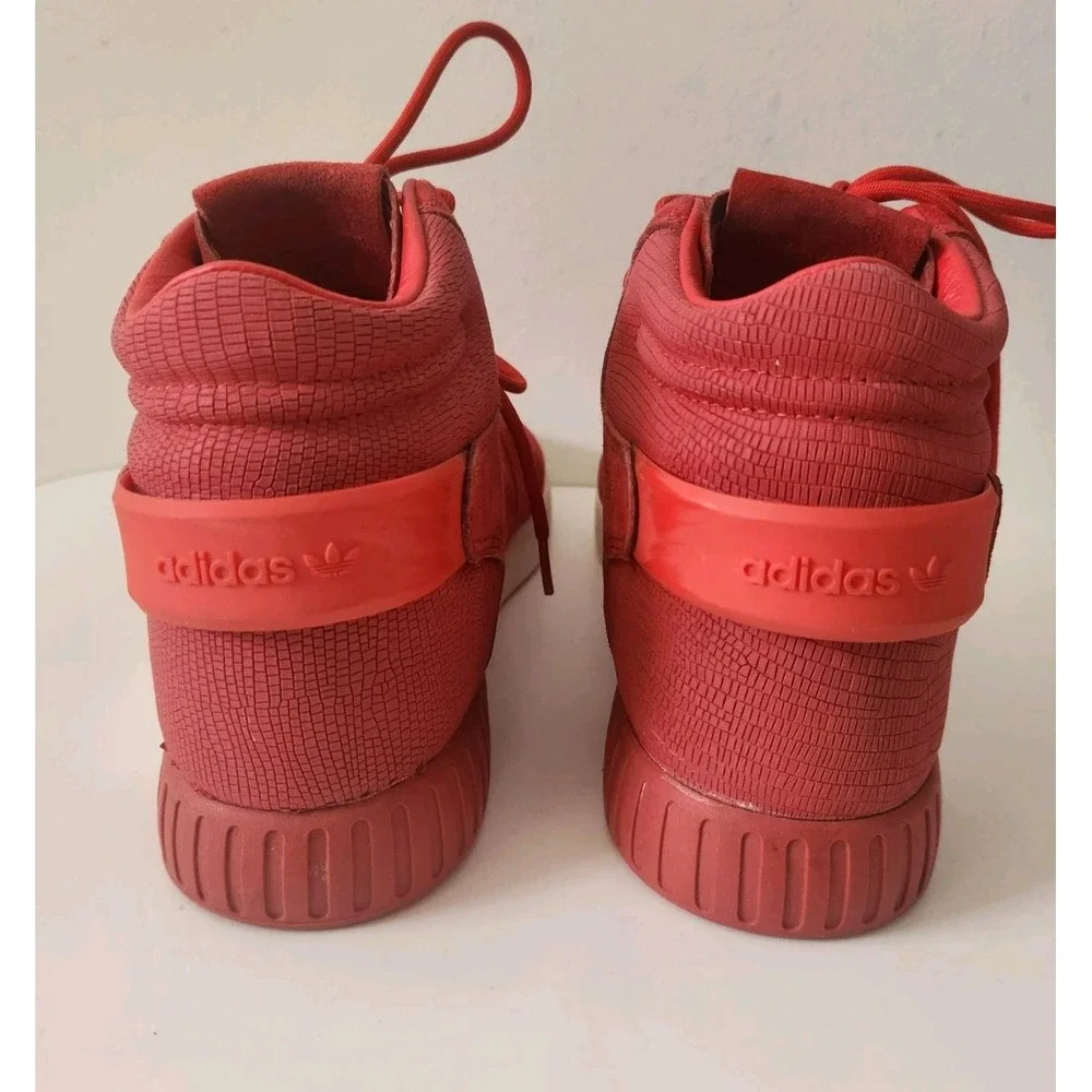 Adidas Originals Tubular Invader Red Suede Vintage White Trainers sz 10 - Mens